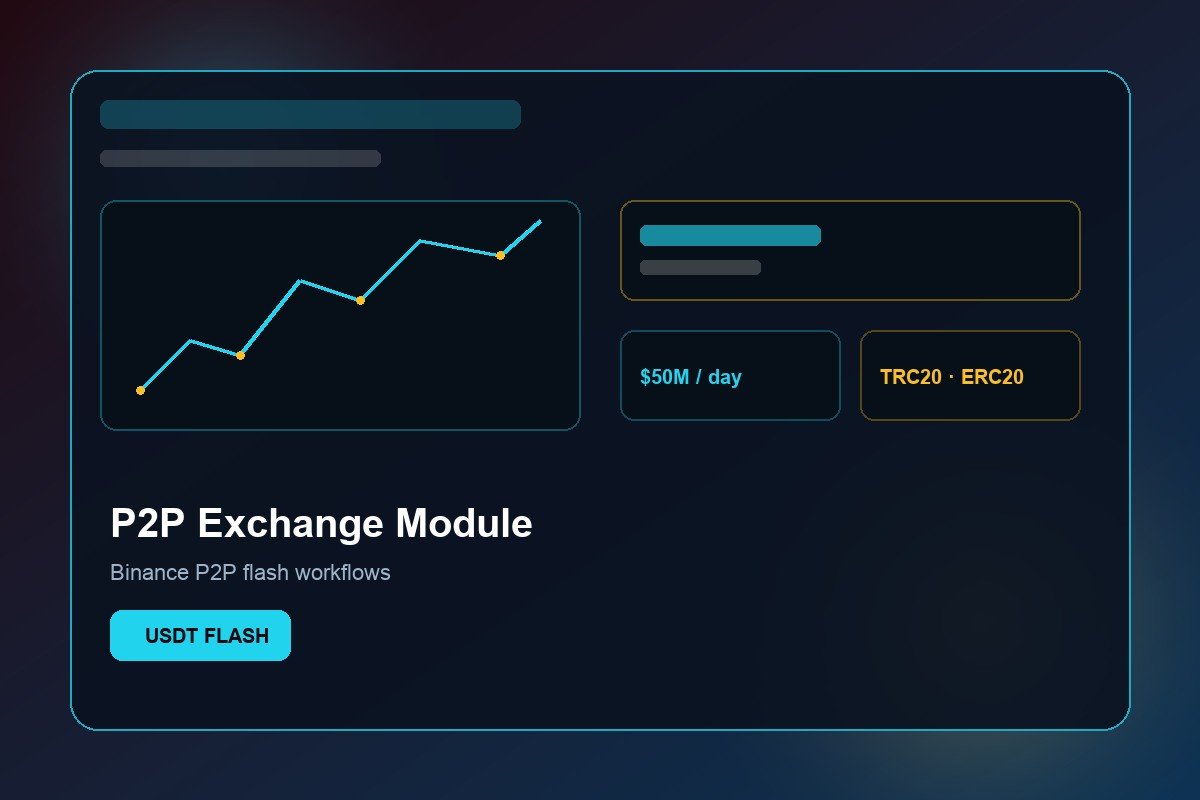 P2P USDT flash tool exchange module for Binance